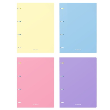 Тетрадь общая с пластиковой обложкой на кольцах ErichKrause Pastel, ассорти, А4, 80 листов, клетка