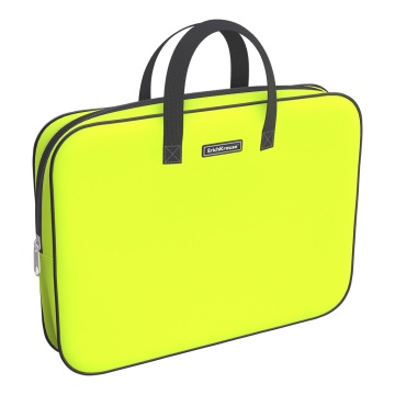 Папка текстильная на молнии ErichKrause с ручками Neon Yellow, A4+