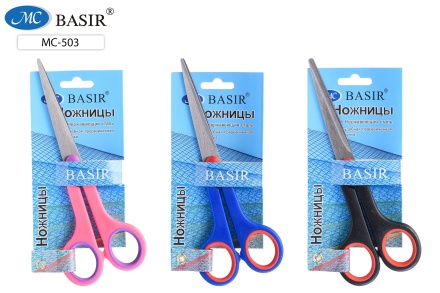 Ножницы. 17,5 см, длина лезвия 10 см. Пластик.ручки с резин.вставками