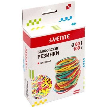 Резинки для денег  100гр., 60мм, цветные, в диспенсере