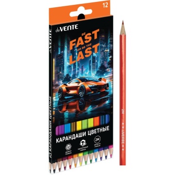 Карандаши цвет. 12цв deVENTE Fast Or Last  2М, шестигранные