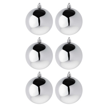 Набор елочных шаров 7 см, 6 шт., серебро, пластик