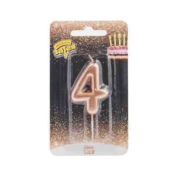 Свеча-цифра "4" Розовое золото, 4,5см.