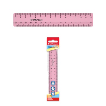 Линейка пластиковая ErichKrause Candy, 15см, розовая, во флоупаке