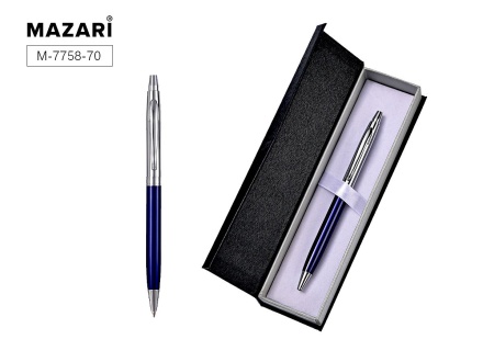 Ручка автомат. в футляре "Stand SBL" шарик.,0,7мм, металл., синие чернила