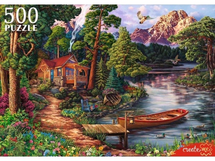 Пазлы 500 элементов 480*330мм. "Домик у реки"
