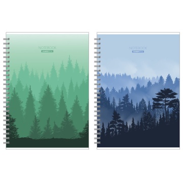 Тетрадь А4 96л кл. гребень Полиграф-Принт "Туман в лесу" твин.УФ-лак, белизна 100%