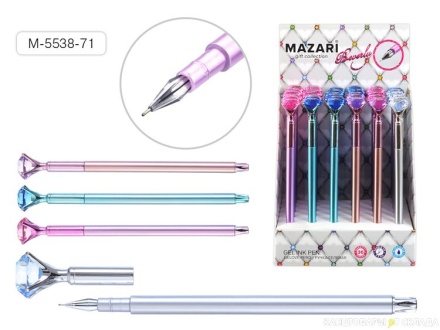 Ручки гелевые "Beverly". Чёрные. Набор 2 шт. Игольч. 0,5 мм. Цв.пластик.корпус со стразом.