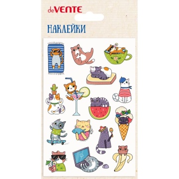 Наклейки декоративные объемные 10*15см  "Cat's daily",мягкие, многоразовые