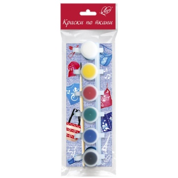 Набор акрил. красок по ткани  6 цв, 5мл., блок-тара