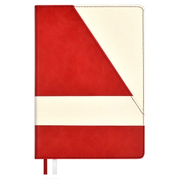 Ежедневник недат. А5 160л., кож.зам., тв.пер. "Бакстер Джут микро красный" ляссе, карманы