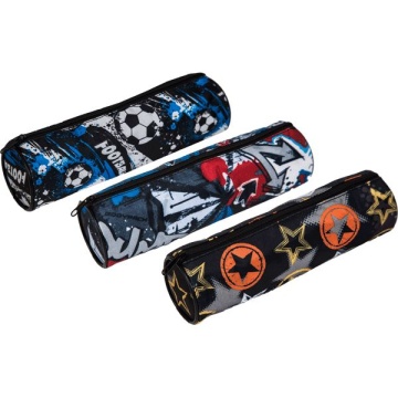 Пенал-косметичка (210*60*60) молния, ткань Football, круглый на 55 пр.