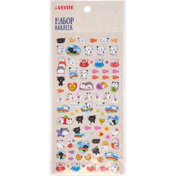 Наклейки декоративные объемные 9,5*19,5см  "Пушистики", многоразовые