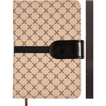 Записная книжка А7  80л. "Chelsea" бежевый, иск.кожа, тв. обложка, ляссе, клетка, магн. застежка
