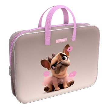 Папка текстильная на молнии ErichKrause с ручками Frenchie, A4+