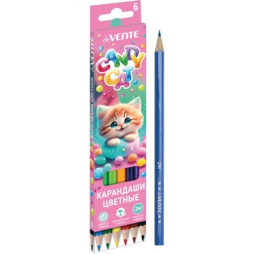 Карандаши цвет.  6цв  deVENTE  Candy Cat"  2М, шестигранные