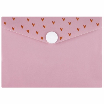 Конверт на кнопке  с рисунком 105*74мм "Сердечки на розовом"