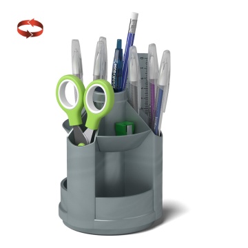 Набор настольный вращающийся пластиковый ErichKrause Мини органайзер, Ледяной металл, серебряный