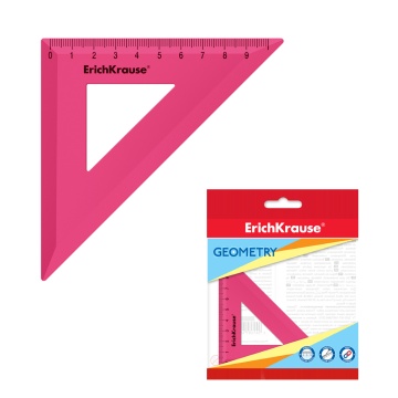 Угольник пластиковый ErichKrause Жвачка, 45/9см, розовый, в пакете