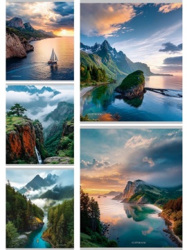 Тетрадь А5 48л ЛИН. Проф-Пресс "Горный ландшафт" обл.мел.бум.