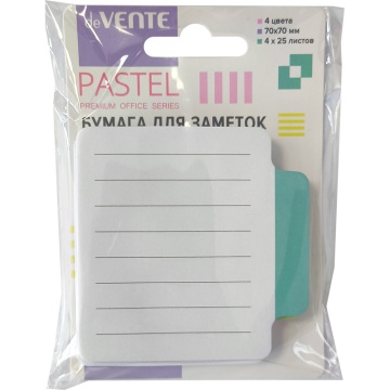Бумага с липким краем (70*70мм) 4*25л, Пастель, офсет 80 г/м
