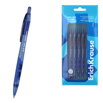 Набор из 8 ручек шариковых автоматических ErichKrause XR-30 Matic&Grip Original 0.7, цвет чернил син