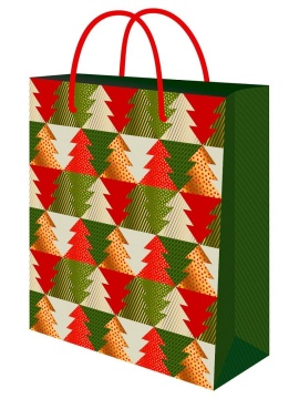 Пакет подар. бум. новогодн. 18*23*10см, 190 гр/м "Ёлки"