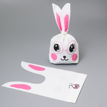 Мешок подар. ПВХ  с ушами 20*33см "Зайчик в очках" 50шт/уп