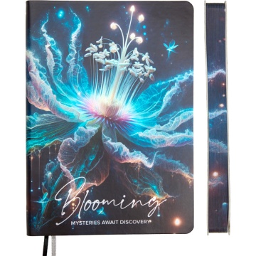 Ежедневник недат. А5 deVENTE Blooming" 272стр.,голубой цветок, мяг.обл.,кожзам., с цветным срезом