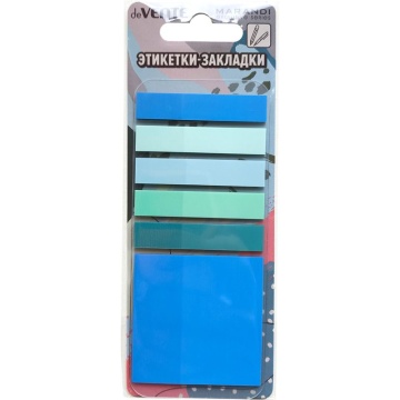 Закладки с липким краем (50*50мм;50*10мм) 5 цв, по 20л., ПАСТЕЛЬ, пластиковые
