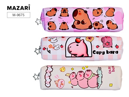 Пенал. На молнии. "КАПИБАРА". 20*4*6 см. Полиуретан. 3 дизайна