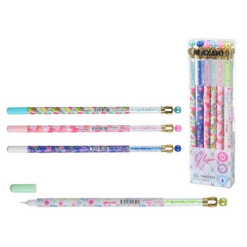 Ручки гелевые "Gloria". Синие. Набор 3 шт. Игольч. 0,5 мм. Цв.пластик.корпус ассорти