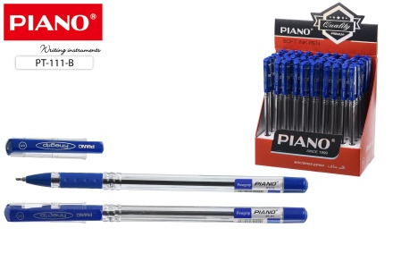 Ручка шариковая. На масл.основе. "Piano Finegrip". Прозр.корпус, игольч.стержень. Синяя