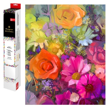 Мозаика алмазная по номерам на холсте (в рулоне) 30*30см "Все в цветах"