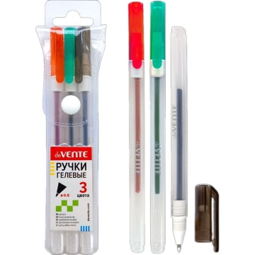 Набор гелевых ручек deVENTE  3цв." Hit"  0,5мм, прозрачно-матовый корпус