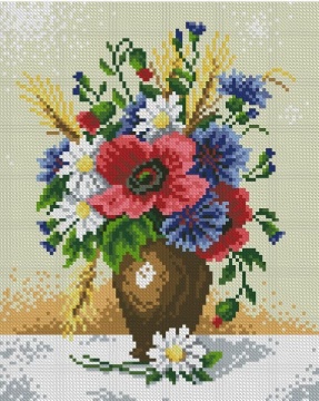 Алмазная мозаика, 30х40см. РОМАШКИ, МАКИ, ВАСИЛЬКИ