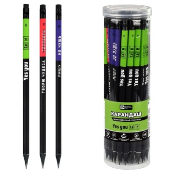 Карандаш чернографитный . 36 ФРАЗЫ С ХАРАКТЕРОМ (ПЭТ-тубус, 36 шт., ассорти, : HB,