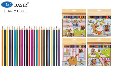 Карандаши цветные. Набор 24 шт. "КАПИБАРА". Деревянные. Ассорти