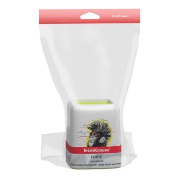 Подставка настольная пластиковая ErichKrause Forte, Punky Monkey, белая с желтой неоновой вставкой