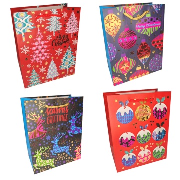 Пакет подар. бум. новогодн. 31*42*12 см 210 гр/м2 "Игрушки" микс дизайнов