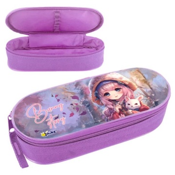 Пенал корпусный, мягкий. АНИМЕ С ЗАЙКОЙ. 210х85х50 мм