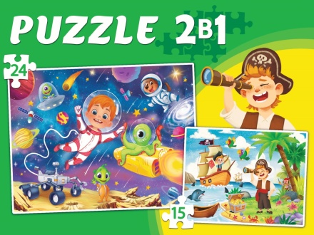 Пазлы 2в1 "Пираты и космос" Create me 15+24 дет.