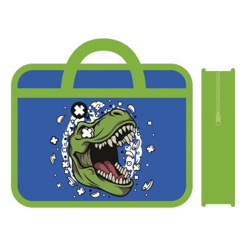 Папка А4 (330*260*75) с ручками, молния, пластик "Грозный дино"