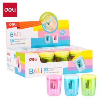 Точилка пласт. 1отв., с контейнером, ассорти