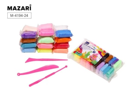 Пластилин супер легкий  24цв*13гр, 3 стека