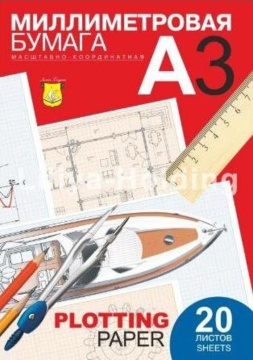 Миллиметровка, папка А3 20л, голубая сетка