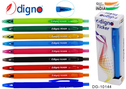 Ручка шариковая. Автоматическая. На масл.основе: DIGNO "TICKER"; цв.пластик.корпус soft. Ассорти. 0,7 mm. Синяя