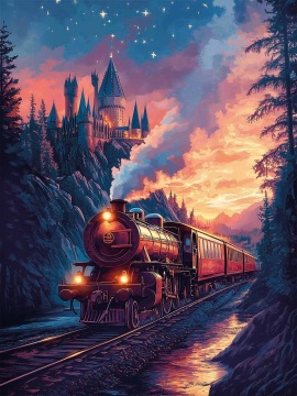 Картина по номерам на холсте 30*40см "Поезд мчится вдаль"