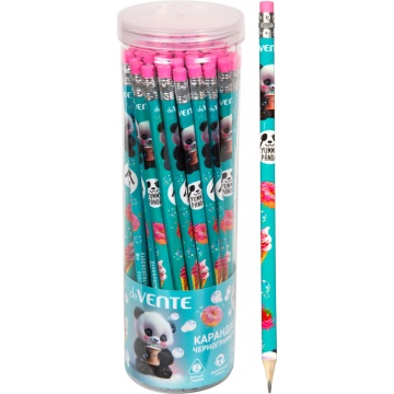 Карандаш deVENTE HB Yummy Panda, трёхгранный, с ластиком, туба
