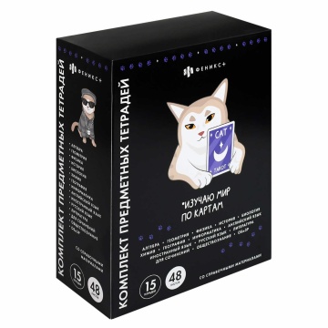 Комплект предметных тетрадей "Коты мемы" 15 шт в упаковке, 48л., выб.твин УФ-лак.